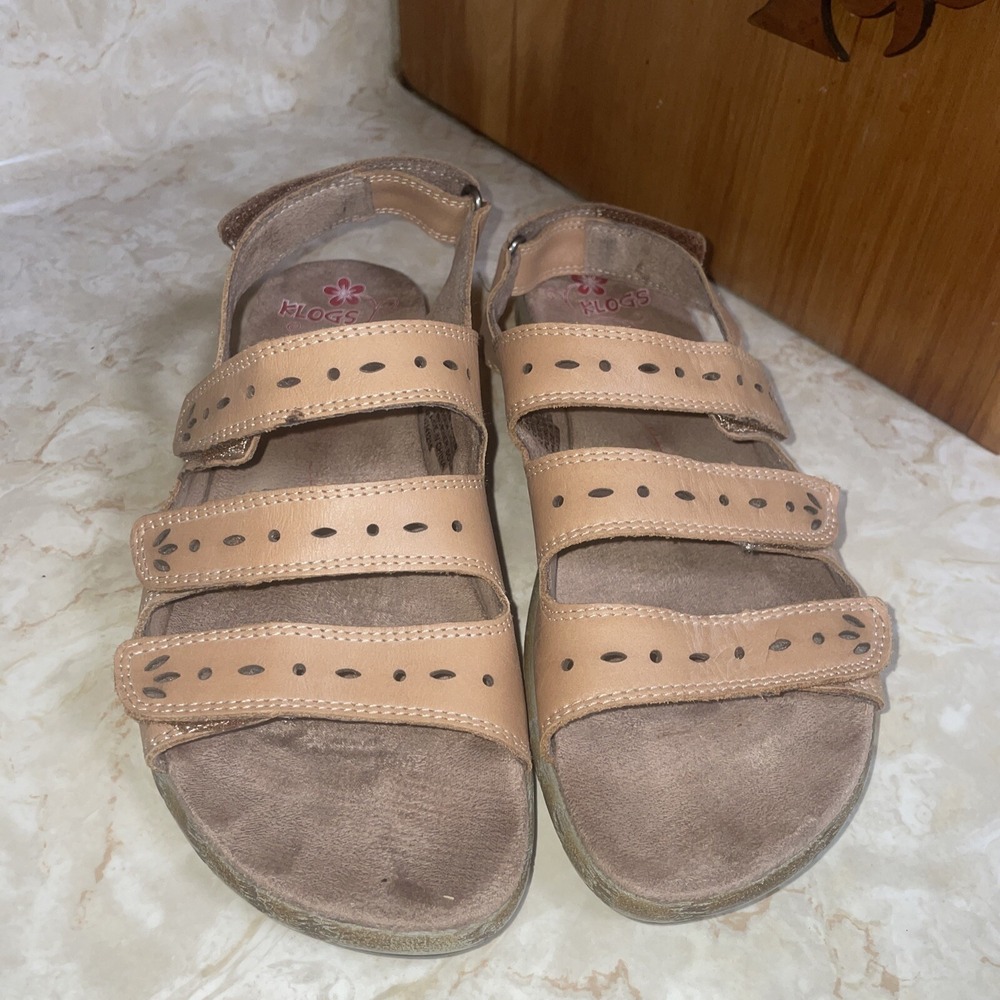 Kravings Klogs Three Strap Leather‎ Sandal 9 Very Clean! Fully Adjustable